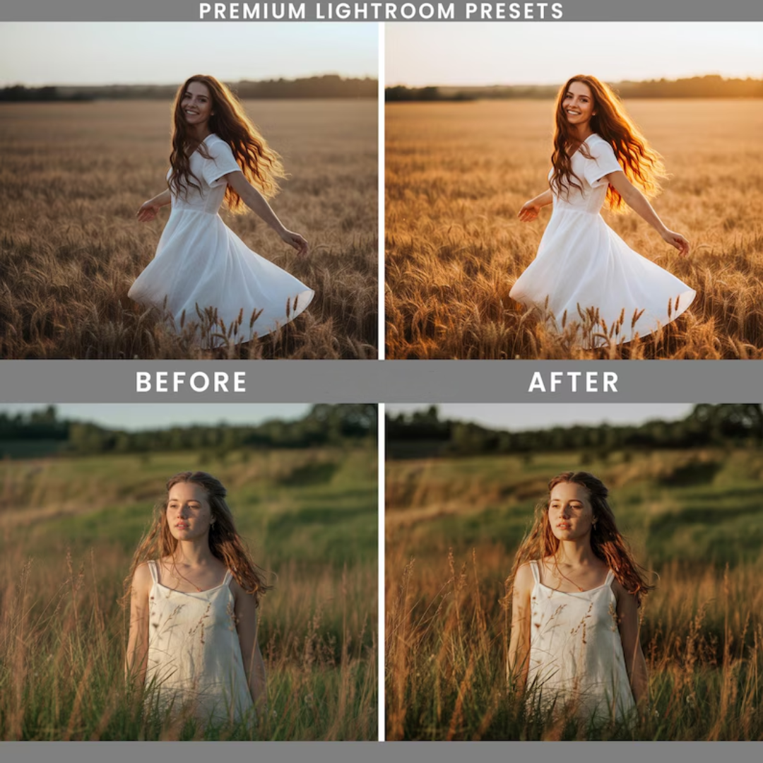 Gold & Bold Lightroom Presets: 27 Premium Golden Hour and Warm Tone Filters (Mobile and Desktop, Digital Download)