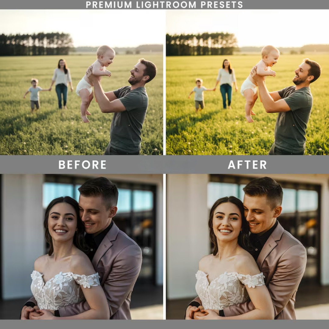 Gold & Bold Lightroom Presets: 27 Premium Golden Hour and Warm Tone Filters (Mobile and Desktop, Digital Download)